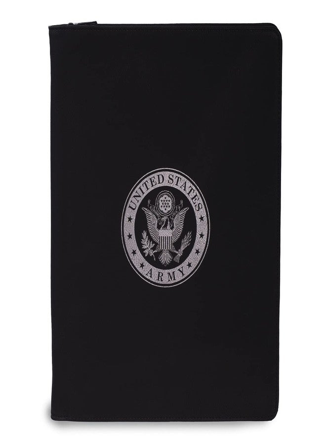 Bey-Berk U.S. Army Seal Leatherette Zippered Padfolio (Black), Letter-Size Portfolio Organizer with United States Army Seal and Writing Notepad - Image 1