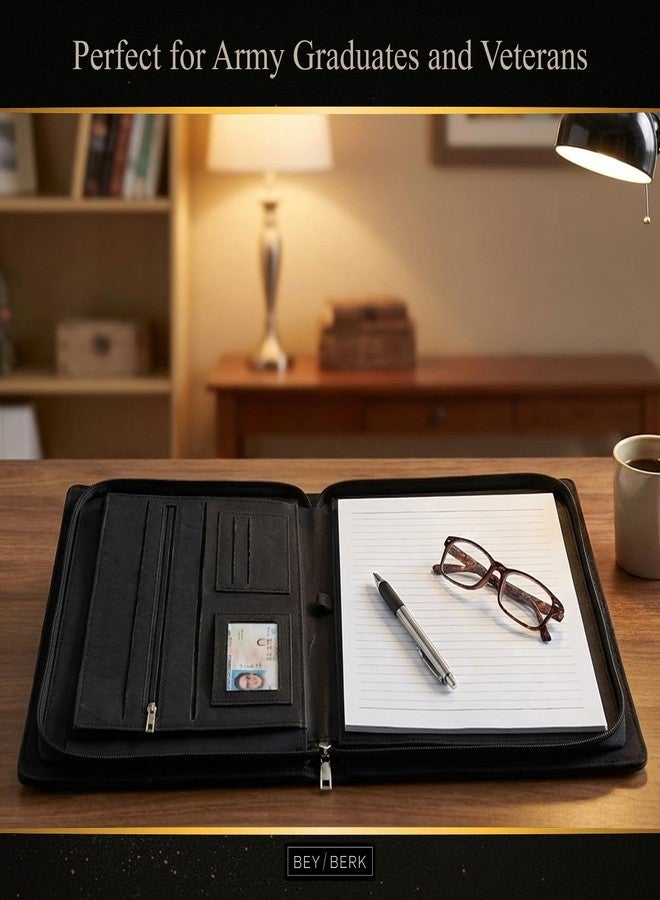 Bey-Berk U.S. Army Seal Leatherette Zippered Padfolio (Black), Letter-Size Portfolio Organizer with United States Army Seal and Writing Notepad - Image 5