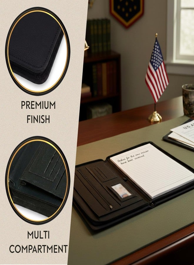 Bey-Berk U.S. Army Seal Leatherette Zippered Padfolio (Black), Letter-Size Portfolio Organizer with United States Army Seal and Writing Notepad - Image 4