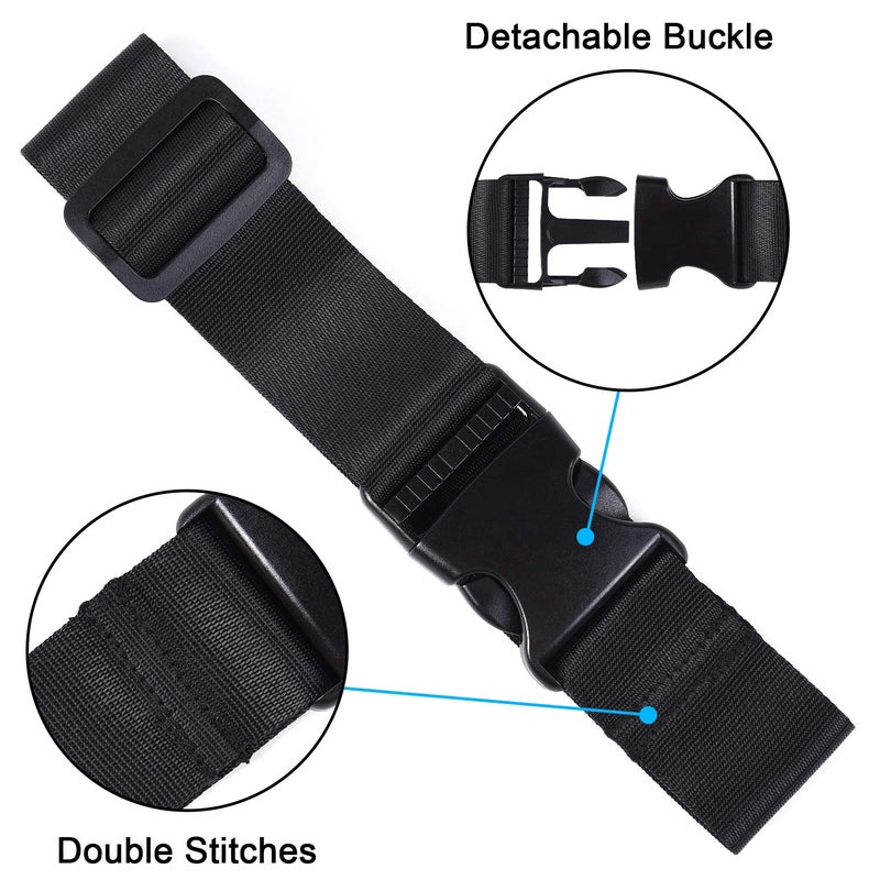 Wisdompro 2 Pcs Add a Bag Luggage Strap, Heavy Duty Adjustable Suitcase Belt Travel Attachment Travel Accessories for Connecting Your Luggage Together - Black - Image 2