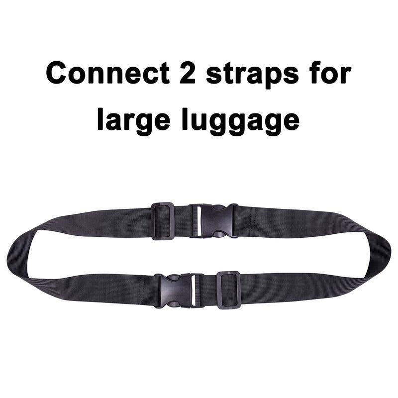 Wisdompro 2 Pcs Add a Bag Luggage Strap, Heavy Duty Adjustable Suitcase Belt Travel Attachment Travel Accessories for Connecting Your Luggage Together - Black - Image 5