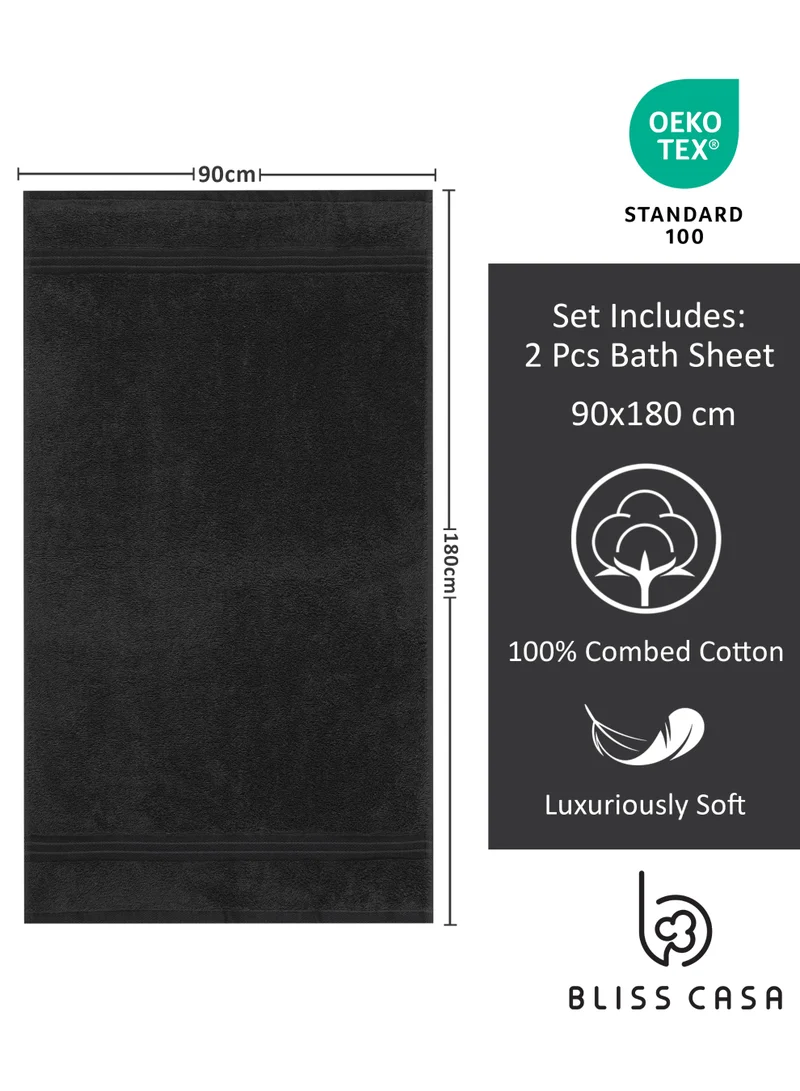 Bliss Casa Bliss Casa - 2 Piece Bath Sheets, 100% Combed Cotton 550 GSM Superior Quality Towels, Quick Dry Highly Absorbent 90x180 cm