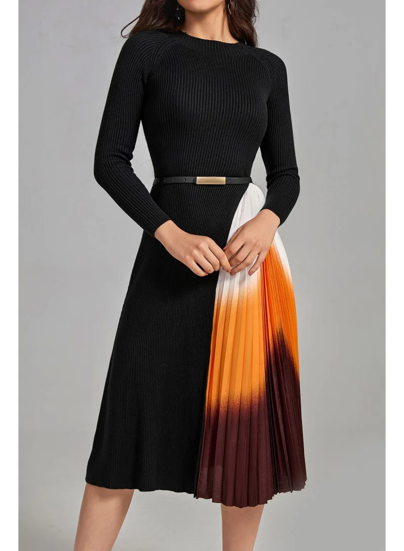 Bella Barnett  Reese Gradient Patchwork Pleated Midi Dress for Women | Best Price UAE