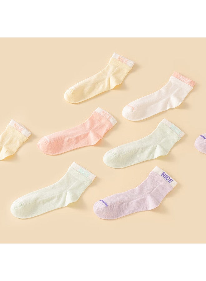 Red Bean Children's Socks Summer Thin Boys And Girls Mesh Breathable Cotton Socks Baby Mid-tube Four Seasons Socks W5022 20-22 - Image 3