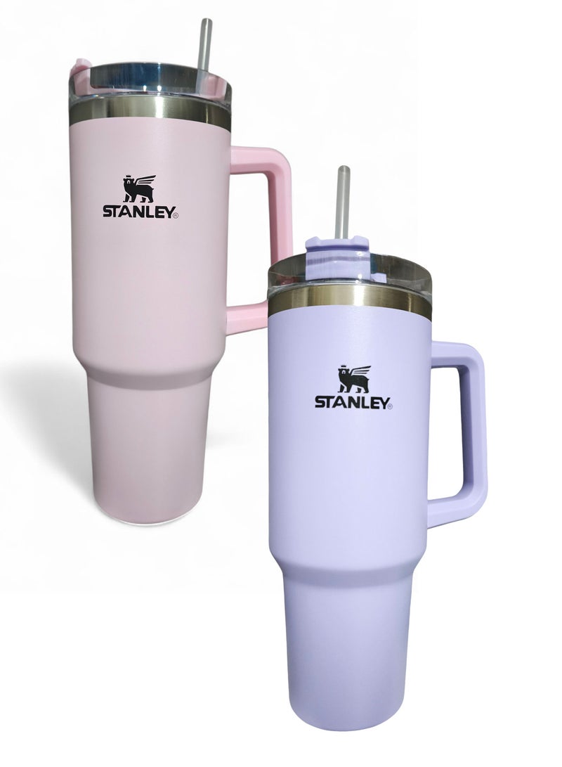 Stanley 2 Pieces Stanley Quencher H2.0 FlowState Stainless Steel Vacuum Insulated Tumbler with Lid and Straw for Water, Iced Tea or Coffee, Smoothie and More,40 oz - Image 1