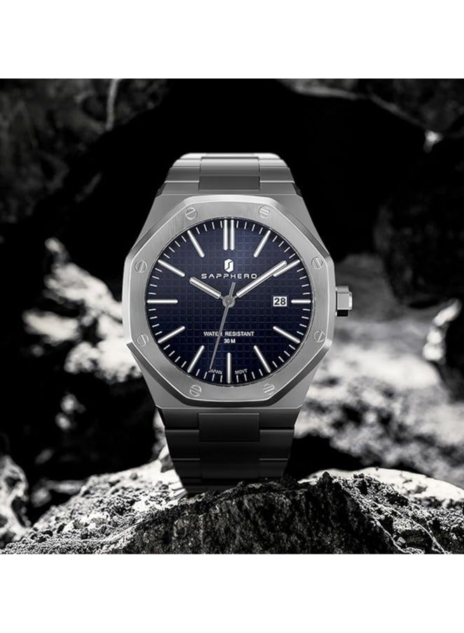 Sapphero Watch for Men Stainless Steel Mens Watches Waterproof Analog Quartz Movement Wrist Watch Gifts for Men - Image 5