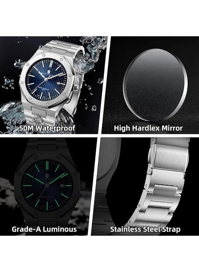 Sapphero Watch for Men Stainless Steel Mens Watches Waterproof Analog Quartz Movement Wrist Watch Gifts for Men - Image 4