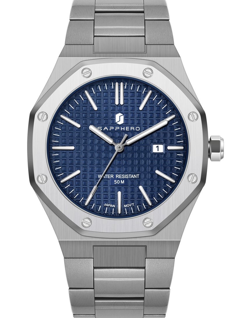 Sapphero Watch for Men Stainless Steel Mens Watches Waterproof Analog Quartz Movement Wrist Watch Gifts for Men - Image 1