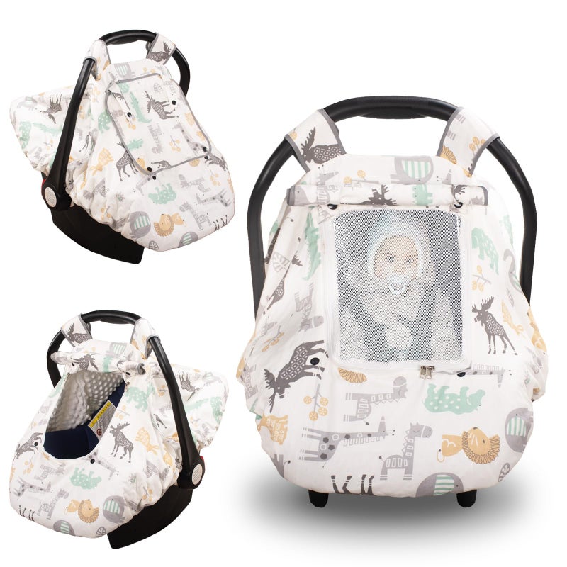 PRIMLECT Minky 3 in 1 Car Seat Cover for Winter Minky Baby Car Seat Cover with Storage Bag