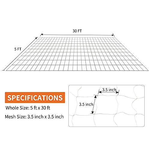 Tcamp Heavy-Duty Polyester Garden Trellis Net Plant Support Netting for Climbing Plants Outdoor, Flexible String Net for Bean Pea, White Grow Tent (5Ft x 30Ft, 3.5" Opening Mesh, 1 Pack) - Image 2