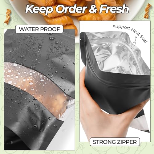 Funfery 100 Pcs Black 4x6 Smell Proof Packaging Bags,Mylar Clear Bags for Food Storage,Sealable Bag for Packaging,Stand Up Pouches with Window,ReSealable Bag for Small Business,Cookies,Candy - Image 3