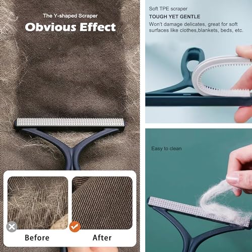 Airbee Pet Hair Remover 3-Pack, Dog Cat Hair Remover, Lint Shaver Cleaner Pro, Fur Removal Tool, Portable Carpet Scraper, Fuzz Rollers Hairball Brush for Carpets, Clothes, Car Mats, Couch, Pet Bed, Furniture - Image 3