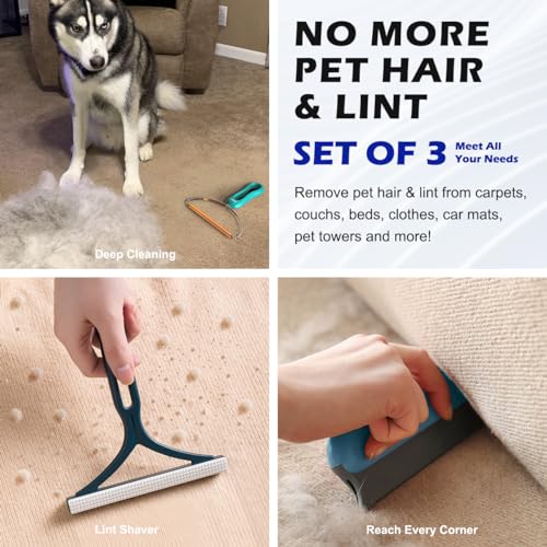 Airbee Pet Hair Remover 3-Pack, Dog Cat Hair Remover, Lint Shaver Cleaner Pro, Fur Removal Tool, Portable Carpet Scraper, Fuzz Rollers Hairball Brush for Carpets, Clothes, Car Mats, Couch, Pet Bed, Furniture - Image 5