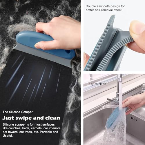 Airbee Pet Hair Remover 3-Pack, Dog Cat Hair Remover, Lint Shaver Cleaner Pro, Fur Removal Tool, Portable Carpet Scraper, Fuzz Rollers Hairball Brush for Carpets, Clothes, Car Mats, Couch, Pet Bed, Furniture - Image 4