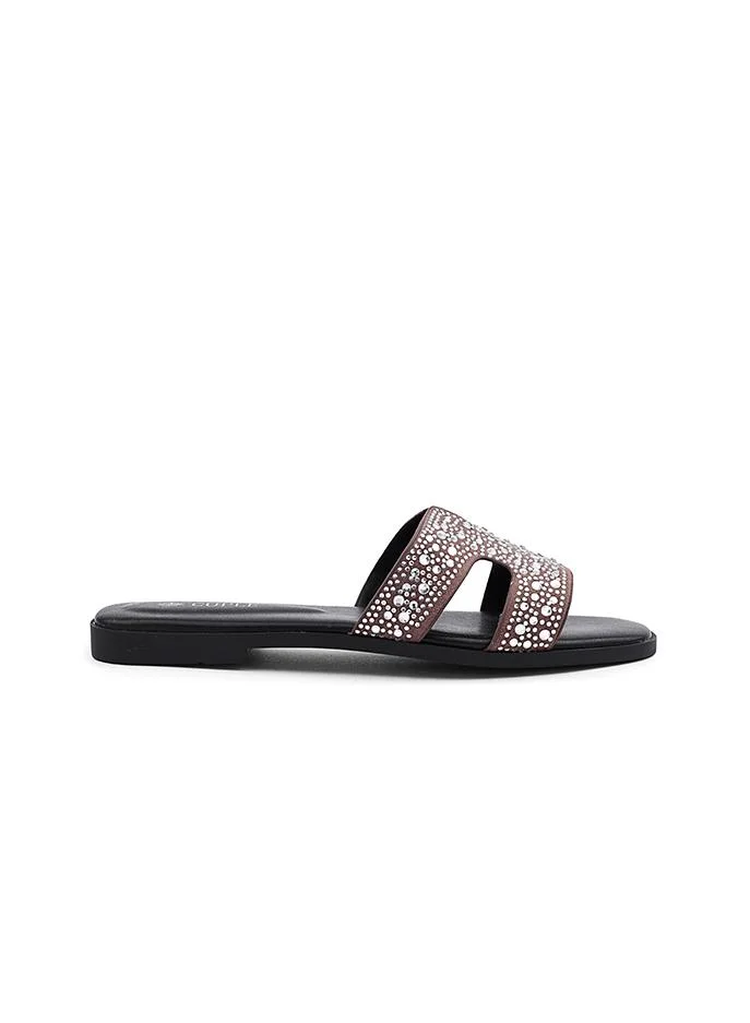 كابلي Cuple Embellished Double Strap Flat Slides