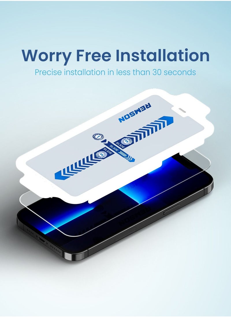 Remson Glass Guard Pro + 9H Tempered Glass Screen Protector Full Coverage HD Clear with Auto Alignment Installation Tool Designed for iPhone 13 Pro 6.1 inch