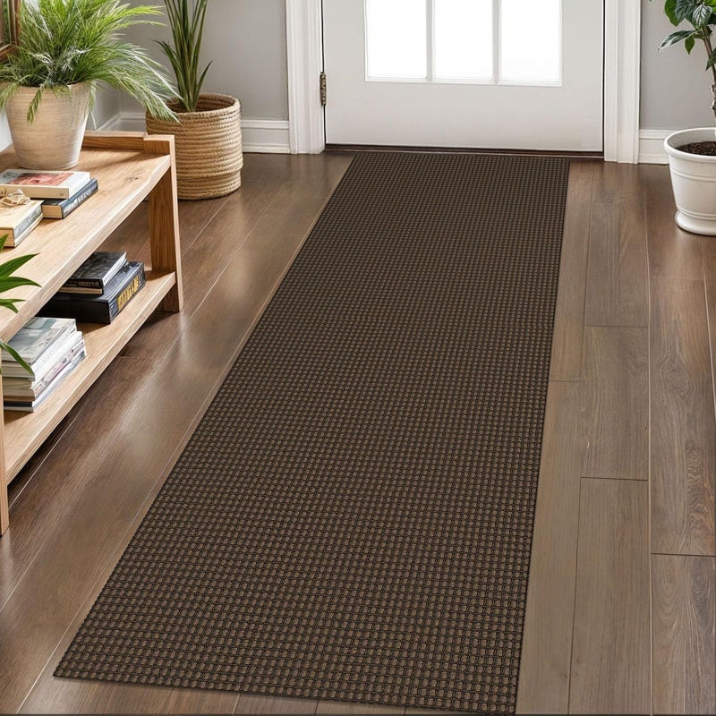 KOZYFLY Runners for Hallways 2x6 ft Washable Kitchen Runner Non Slip Rubber Backed Hall Runners Cotton Entryway Runner Rugs Floor Carpet for Indoor Backdoor Bedroom Kitchen Reddish BrownCoffee