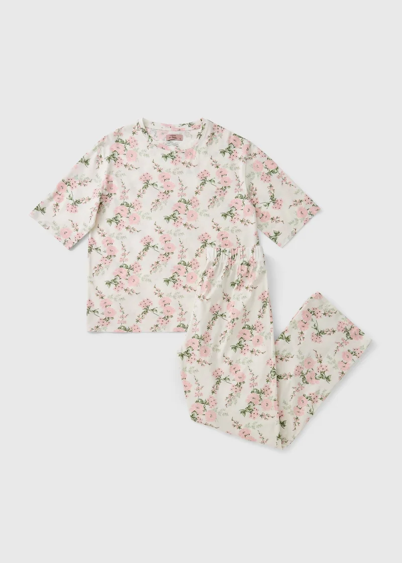 Matalan Cream Floral Pyjama Set