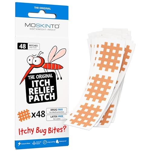 Moskinto, The Original Mosquito Itch Relief Patches for Kids & Adults, Bug Bite Patches Soothe Swelling & Itching Instantly, Anti Itch Bug Bite Relief, Suction Tool Alternative Travel Pack, 48 Count - Image 1