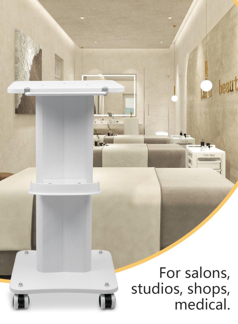 Meishida Hydra Facial Machine Cart Beauty Rolling Trolley Stand with Tray, 360° Rotation Beauty Salon Spa Equipment (White) - Image 4