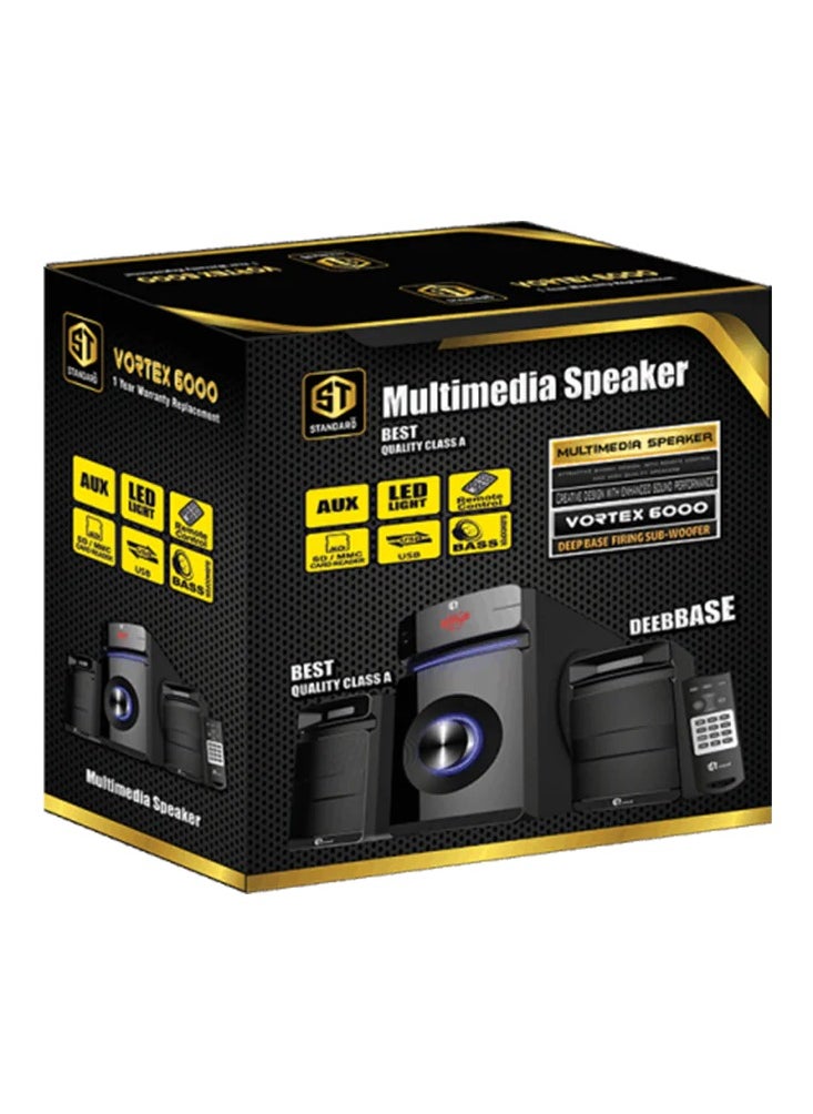 Standard Speaker Standard 2.1 VORTEX 6000 Power 60 Watt illuminated multimedia speaker Optical Cable - Aux - Bluetooth - Usb - Sd card - Radio - Led Screen - Remote - Full Function  - Image 4