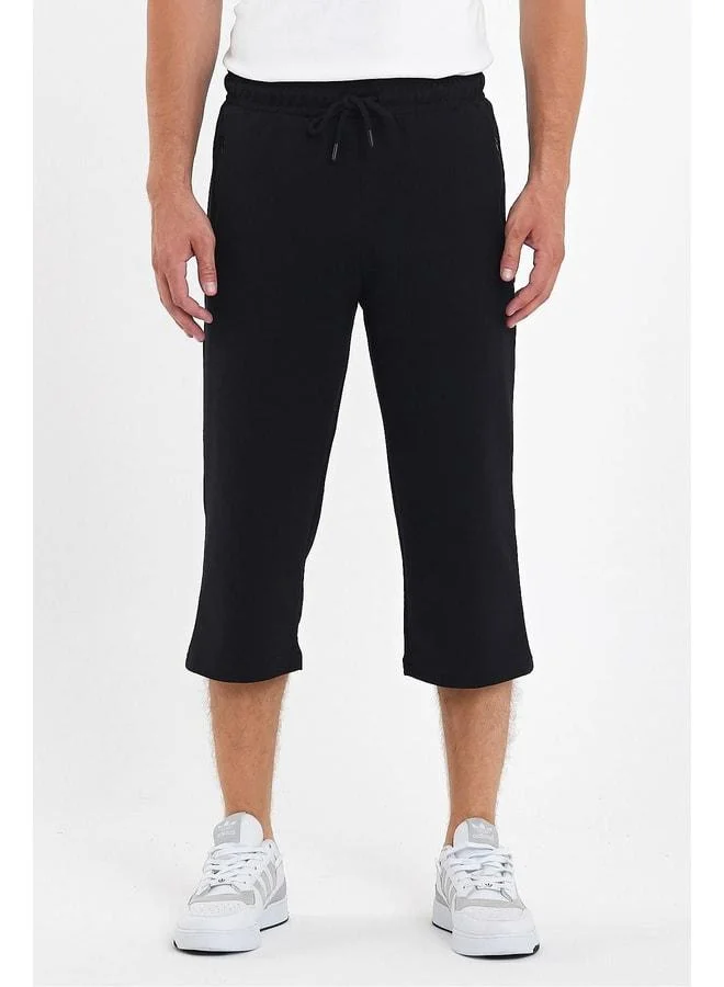 Mmetalic  Men's 4-Pocket Zippered Bermuda Knee-Length Capri Long Shorts with Adjustable Elastic Waist. for Men | Best Price UAE