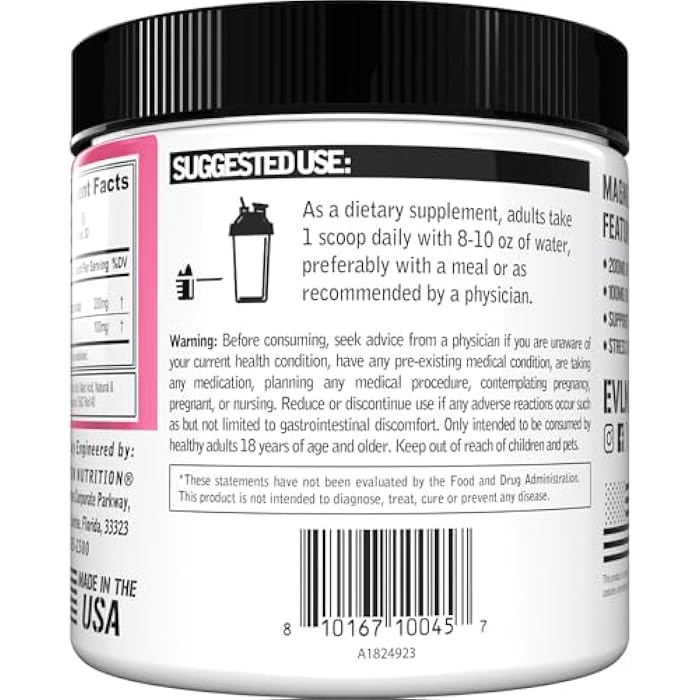 Evlution Nutrition Magnesium + L-Theanine - Natural Relaxation & Focus Support - 200mg Magnesium + 100mg L-Theanine - Vegan & Non-GMO - Powder Dietary Supplement - 30 Servings - Pink Lemonade - Image 5