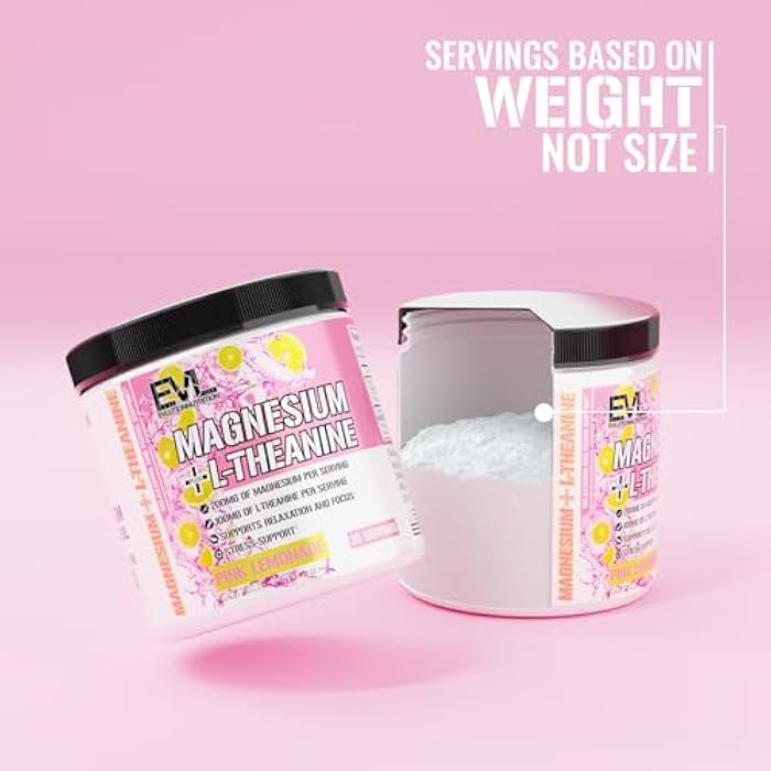 Evlution Nutrition Magnesium + L-Theanine - Natural Relaxation & Focus Support - 200mg Magnesium + 100mg L-Theanine - Vegan & Non-GMO - Powder Dietary Supplement - 30 Servings - Pink Lemonade - Image 3