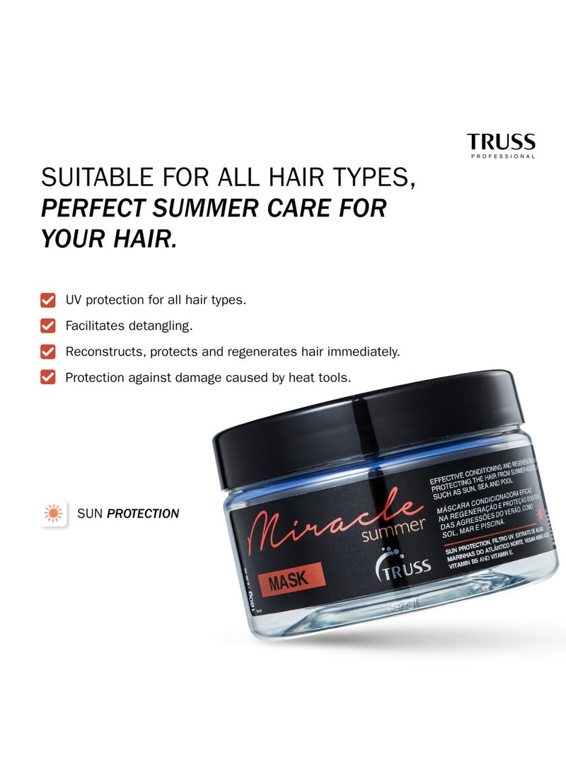 تروس شامبو وبلسم Truss Frizz Zero (300 مل لكل منهما) + قناع شعر صيفي (180 جم) + كريم Deluxe Prime Leave-In مجانًا (260 مل) - مجموعة كاملة للعناية بالشعر مضادة للتجعد من 4 خطوات - Image 3