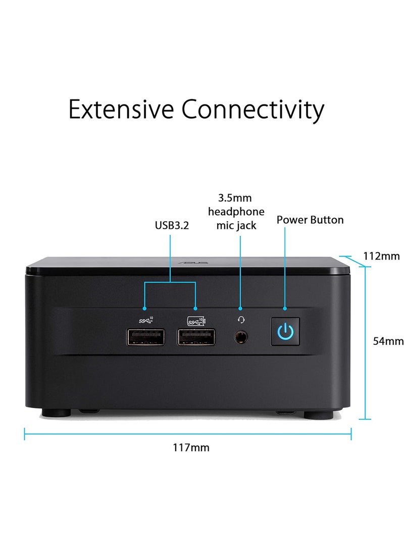 ASUS NUC 12pro Mini PC, RNUC12WSHI700002I Intel Core i7-1260P Intel Iris Xe, 2x DDR4 SO-DIMM, M.2 22x80 NVMe SSD, no OS/EU Cord, Tall Kit | 90AR00E1-M000J0 Black - Image 3
