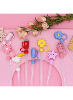 Generic New Large Diameter 10mm Dust-proof Straw Cap Can Be Recycled Cute Milk Tea Cup Thick Straw Plug Manufacturers Supply-Color:American Hot Dog 10mm-Specifications:Bag With Straw [straw Color Random]]  - Image 4