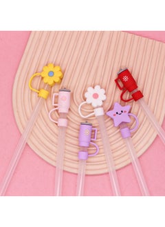 Generic New Large Diameter 10mm Dust-proof Straw Cap Can Be Recycled Cute Milk Tea Cup Thick Straw Plug Manufacturers Supply-Color:American Hot Dog 10mm-Specifications:Bag With Straw [straw Color Random]]  - Image 2