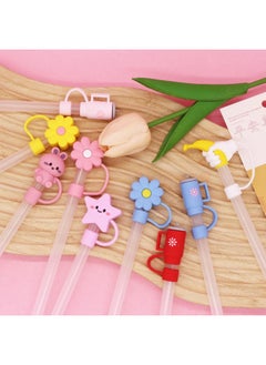 Generic New Large Diameter 10mm Dust-proof Straw Cap Can Be Recycled Cute Milk Tea Cup Thick Straw Plug Manufacturers Supply-Color:American Hot Dog 10mm-Specifications:Bag With Straw [straw Color Random]]  - Image 3