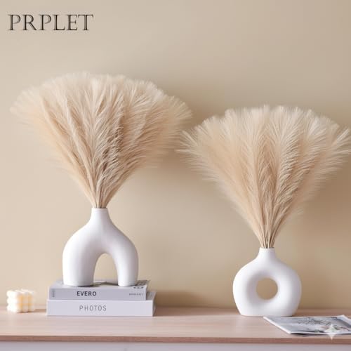 Prplet Faux Pampas Grass – 24 Pcs Small Artificial Flowers for Living Room Home Office and Wedding Decoration (Beige) - Image 4