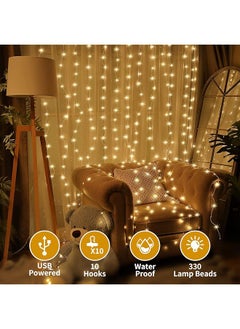Arabest Curtain Lights 300Led 3×3M Curtain String Lights With Remote 8 Lighting Modes Dimmable Timer Led Curtain Lights Fairy Lights With Usb Powered For Bedroom Party Wedding Home Decorations  - Image 2