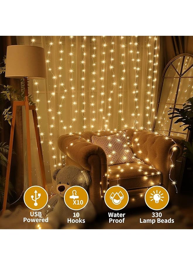 Arabest Curtain Lights 300Led 3×3M Curtain String Lights With Remote 8 Lighting Modes Dimmable Timer Led Curtain Lights Fairy Lights With Usb Powered For Bedroom Party Wedding Home Decorations  - Image 2