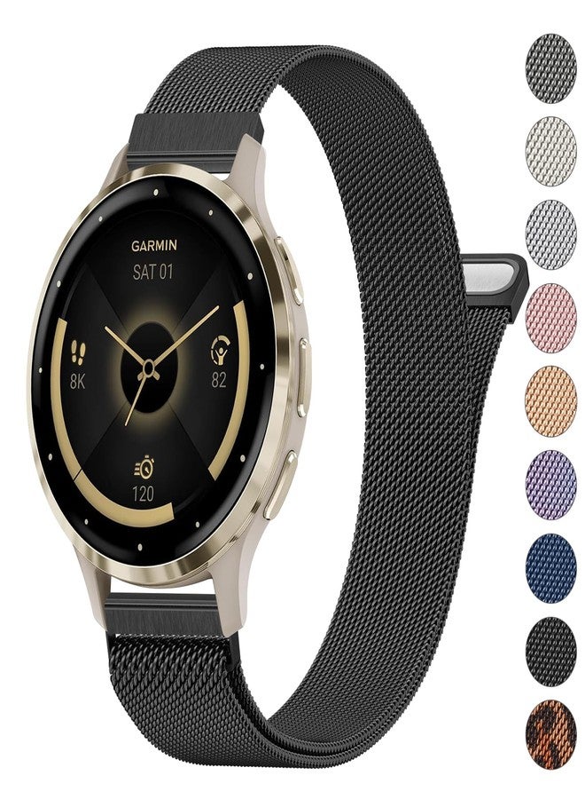 أساور معدنية مقاس 18 مم لساعات Garmin Venu 3S / Venu 2S / Vivoactive 4S / Vivomove 3S / Forerunner 265s، سوار معصم بديل من الفولاذ المقاوم للصدأ سريع الفك لساعات Garmin Forerunner - Image 1