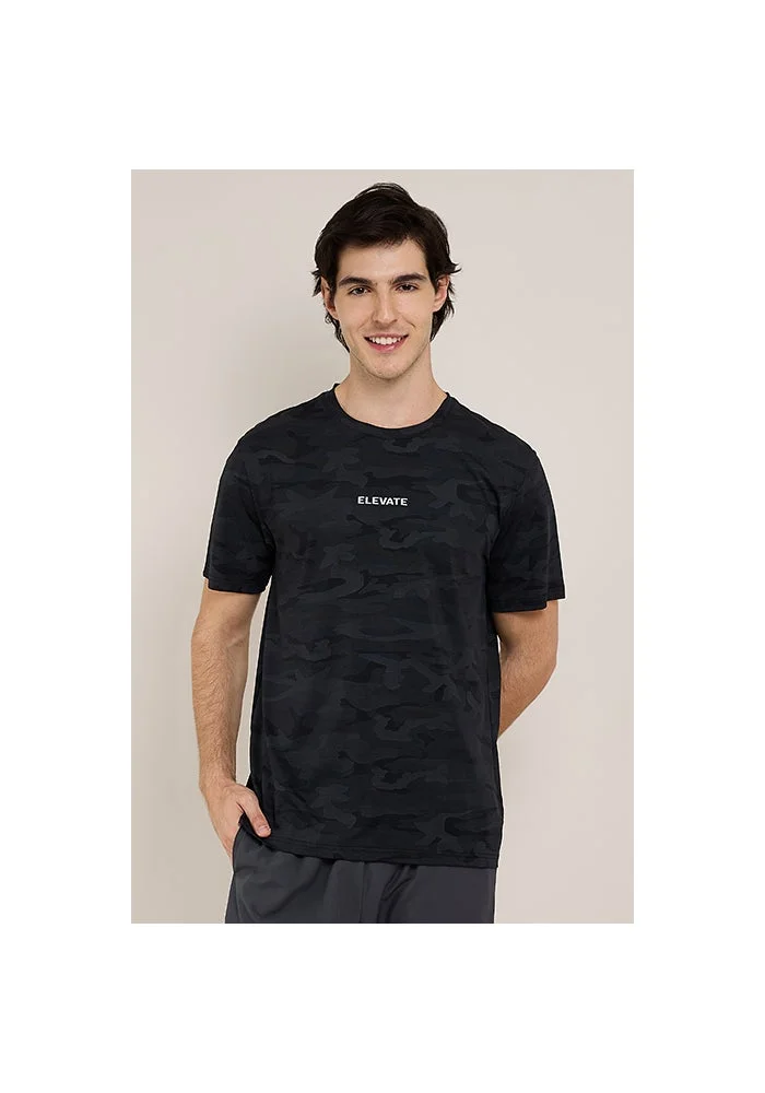 R&b Printed Active T-Shirt with Crew Neck and Short Sleeves