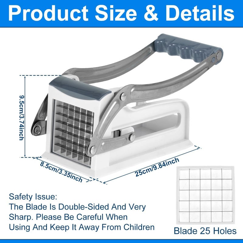 windforgecraft Potato Chipper French Fry Cutter with 2 Easily Replaceable Blades Stainless Steel Potato Slicer Fast Cutting Potato Chip Cutter Dicer Multifunction Vegetable Fruit Chipper for Potato Onion (Blue) - Image 5