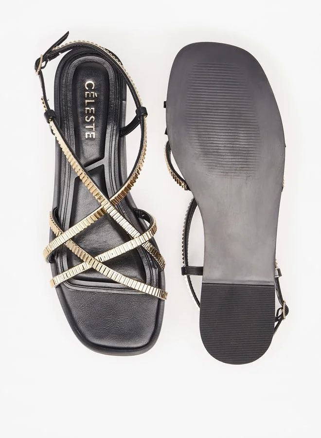 Celeste Women's Embellished Sandal with Buckle Closure