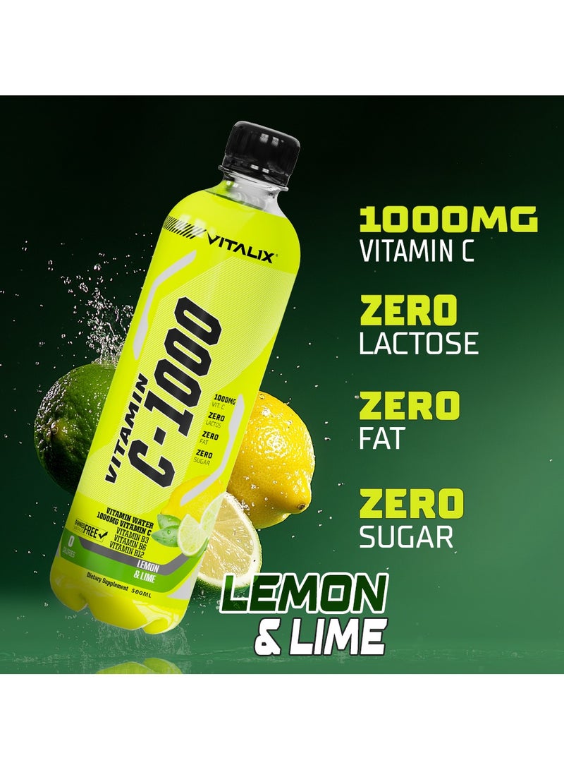 فيتاليكس فيتامين سي-1000 بنكهة الليمون واللايم - يحتوي على 1000 ملغ من فيتامين سي، خالي من اللاكتوز، خالي من الدهون، خالي من السكر، صفر سعرات حرارية، مدعم بفيتامينات ب، عبوة 500 مل، مجموعة من 12. - Image 4