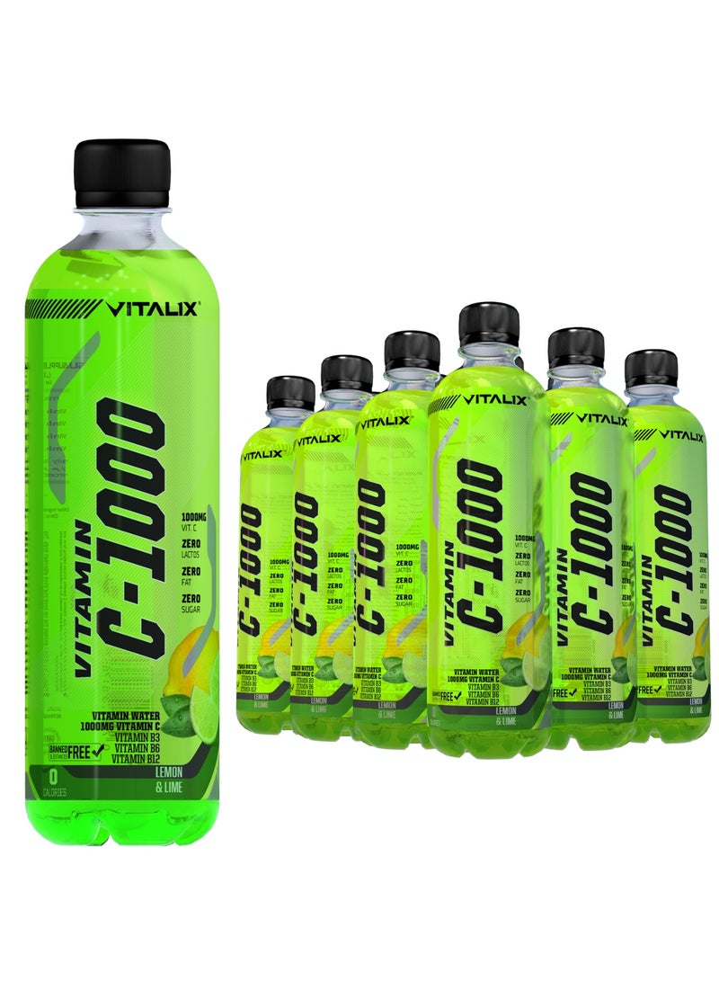 فيتاليكس فيتامين سي-1000 بنكهة الليمون واللايم - يحتوي على 1000 ملغ من فيتامين سي، خالي من اللاكتوز، خالي من الدهون، خالي من السكر، صفر سعرات حرارية، مدعم بفيتامينات ب، عبوة 500 مل، مجموعة من 12. - Image 1