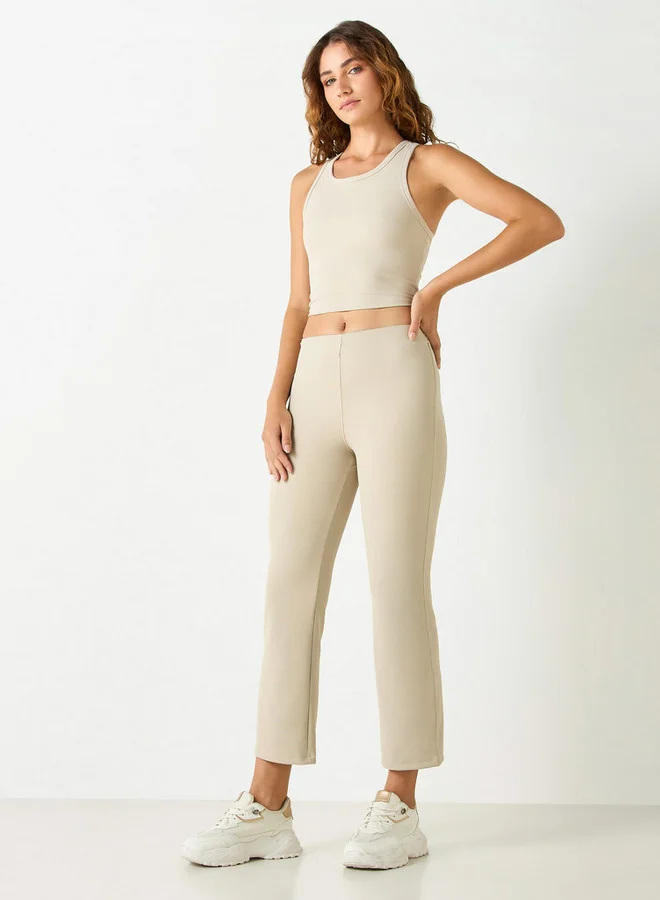 ADOT by Splash Ribbed Leggings with Elasticated Waistband