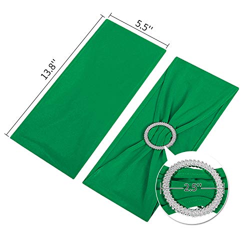 Peomeise 50pcs Emerald Spandex Chair Sashes with Buckle Slider for Wedding, Party Decoration - Image 4