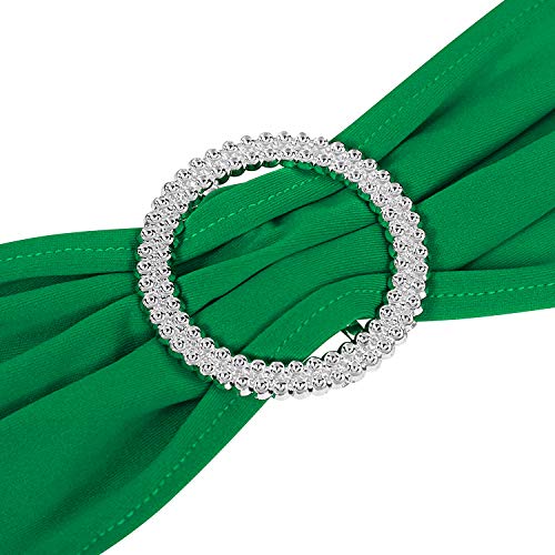 Peomeise 50pcs Emerald Spandex Chair Sashes with Buckle Slider for Wedding, Party Decoration - Image 2