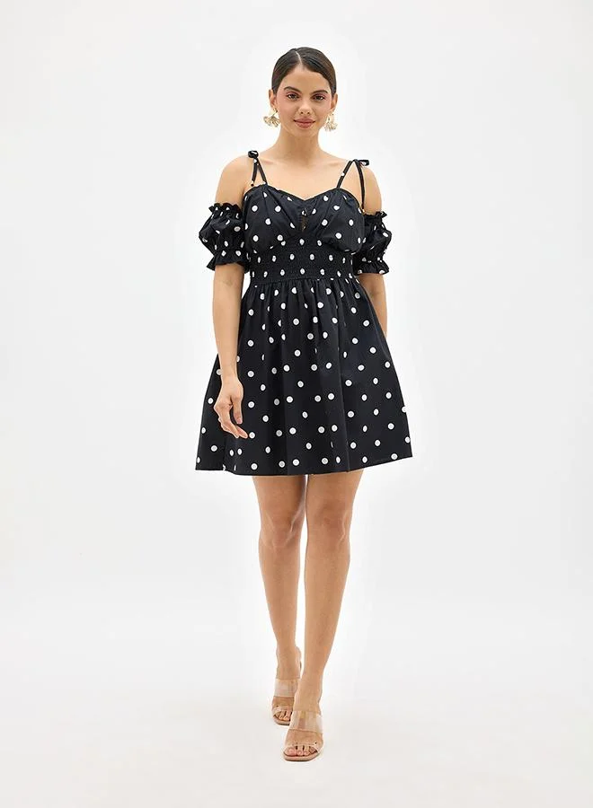 فيرجيو Cotton Polka Print Dress