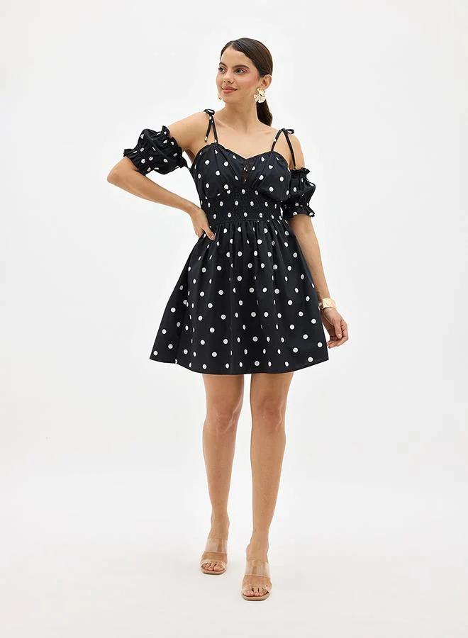 فيرجيو Cotton Polka Print Dress