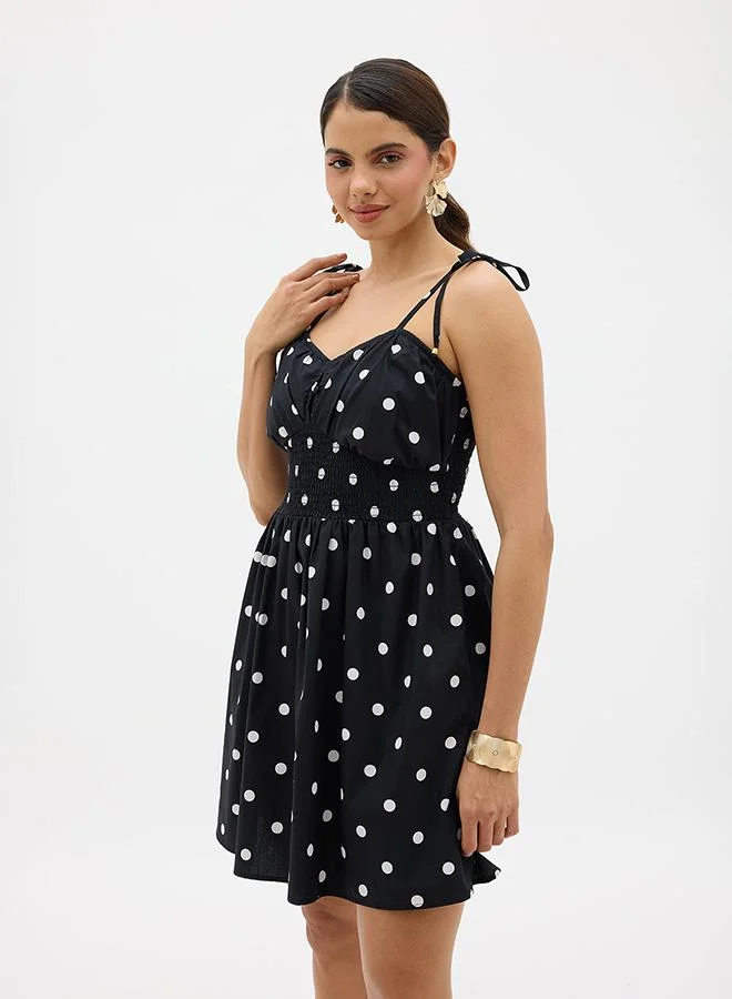 فيرجيو Cotton Polka Print Dress
