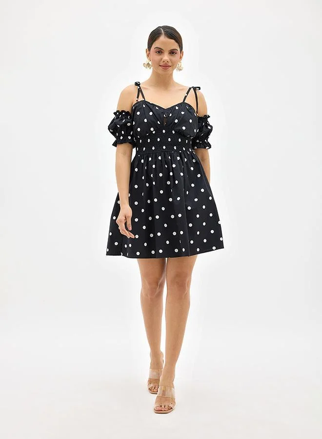 Virgio Cotton Polka Print Dress