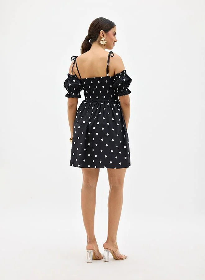 Virgio Cotton Polka Print Dress